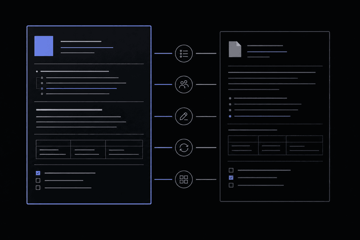 Notion vs Google Docs for writing comparison — split-screen workspace showing both tools side by side on a laptop