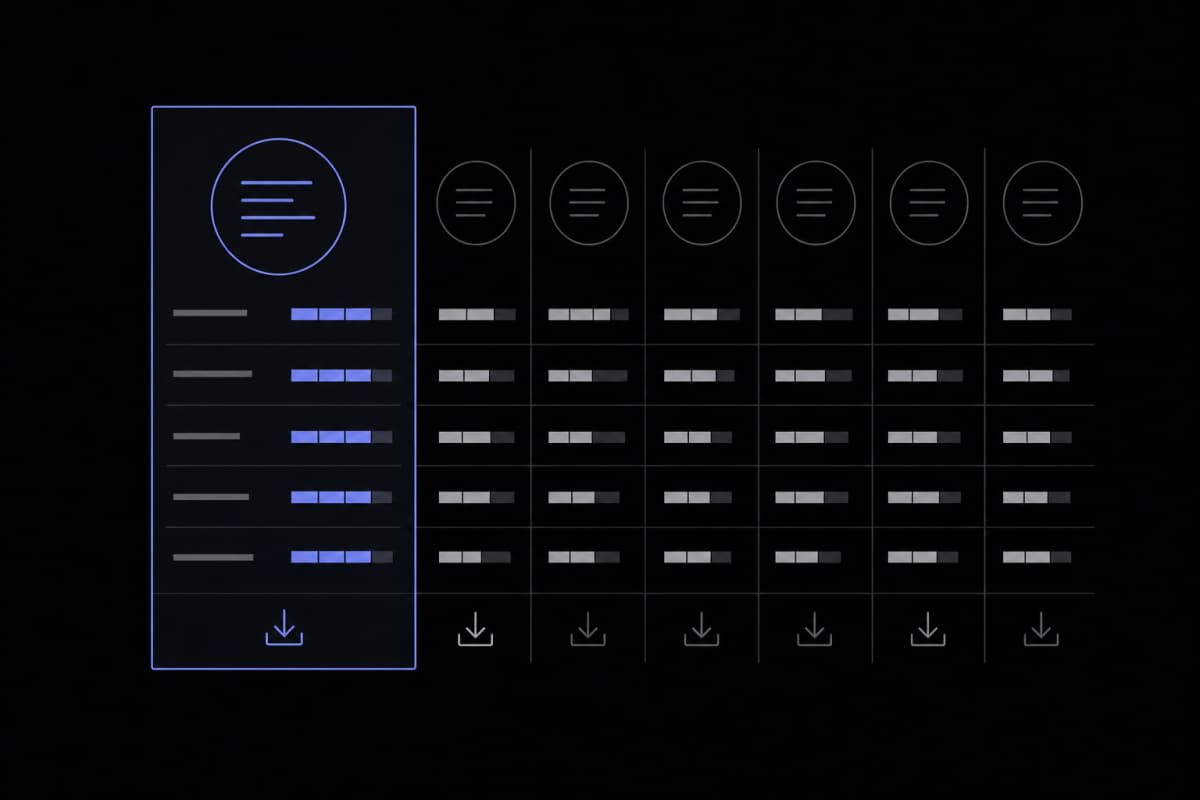 Abstract comparison grid illustration representing citation generator tool evaluation across style coverage, accuracy, and ex