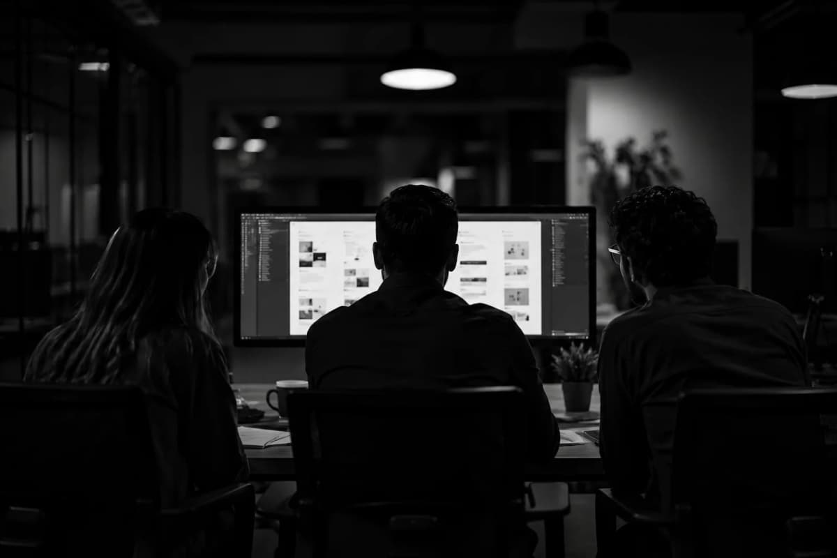Tools for Writing team reviewing a product workspace in the office